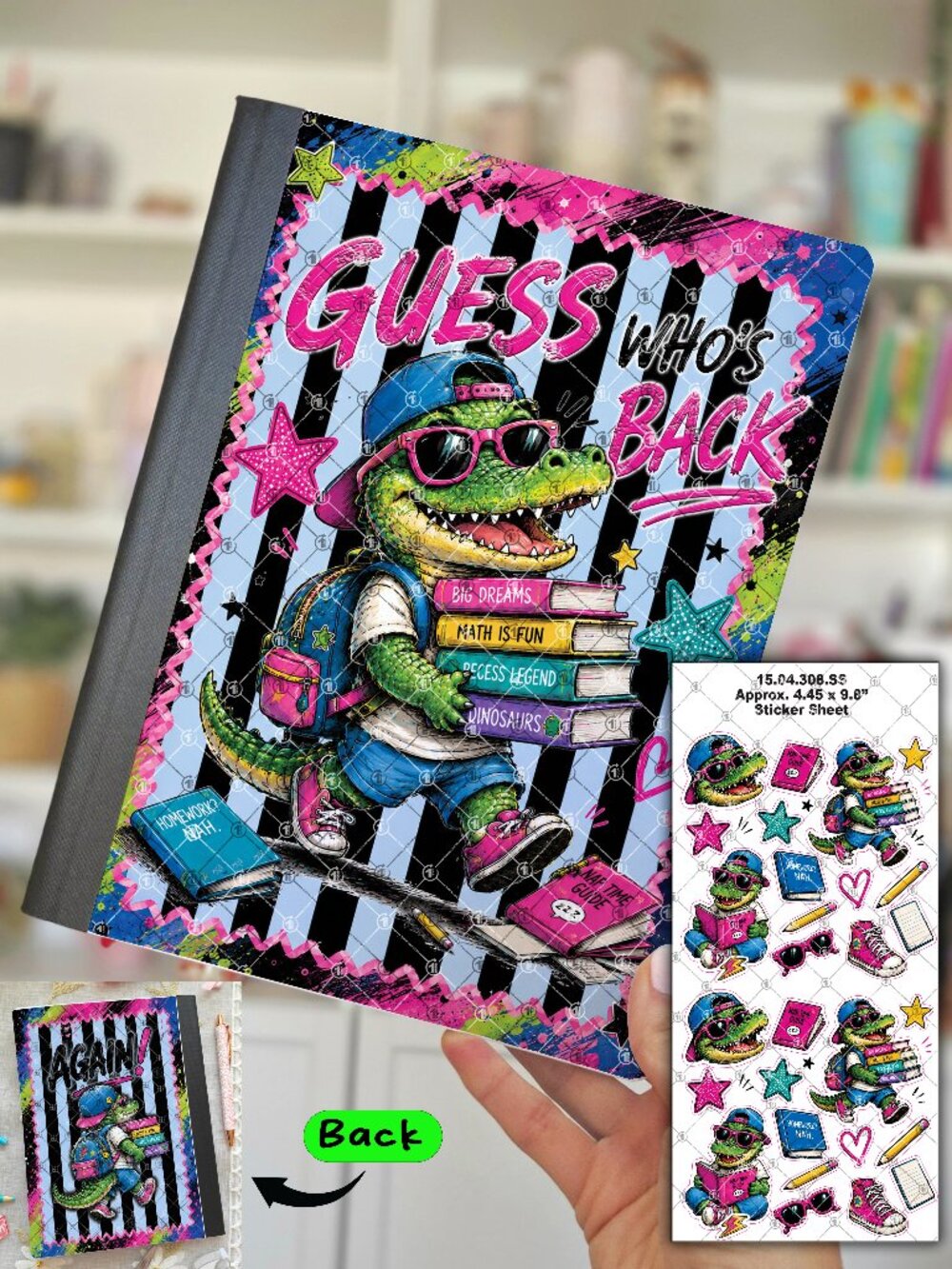 2/$24 💥🆕 Guess Who's Back | Composition Notebook & Sticker Sheet | 15.04.308